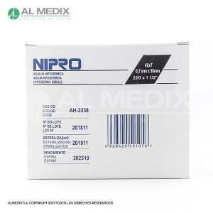 AAH-2238 Aguja Hipodermica Nipro 22Gx1-1/2" (38mm) Negra